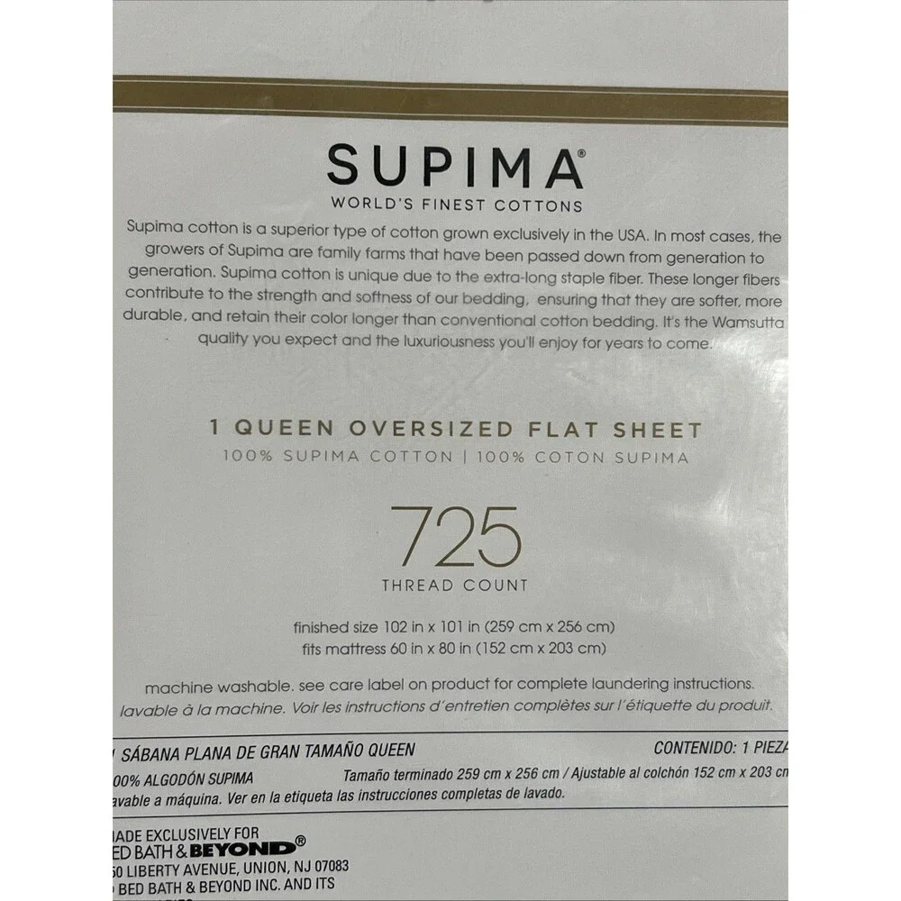 Wamsutta Dream Zone 725 TC Supima Cotton Queen Khaki FLAT Sheet Oversized New
